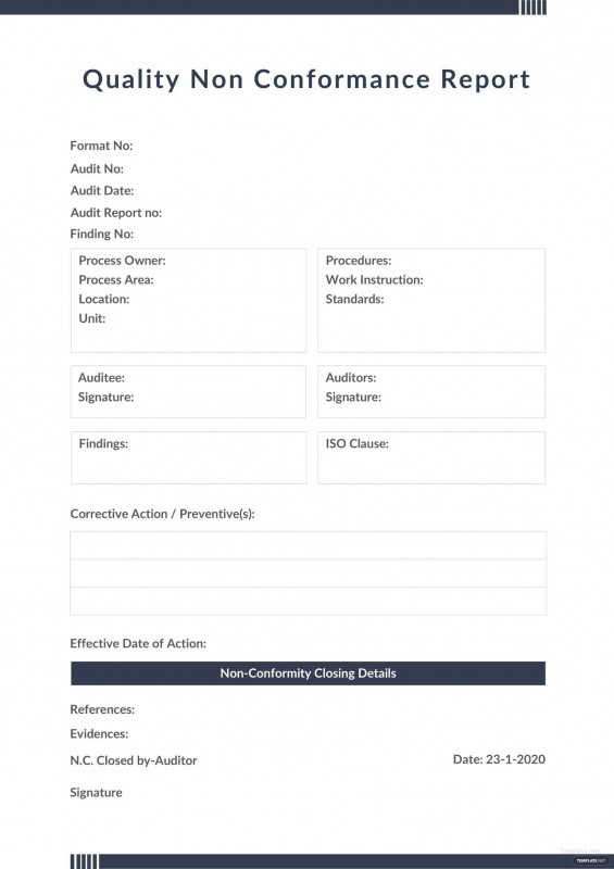 Report Template Awesome Quality Non Conformance Report Template Sazak Mouldings Co
