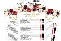 Blank Bridal Shower Bingo Template Awesome 25 Floral Wedding Bridal Shower Engagement Bachelorette Anniversary Party Game Ideas Gold He Said She Said Cards for Couples Funny Co Ed Trivia