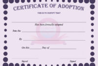 40+ Real &amp; Fake Adoption Certificate Templates - Printable with regard to Pet Birth Certificate Template 24 Choices