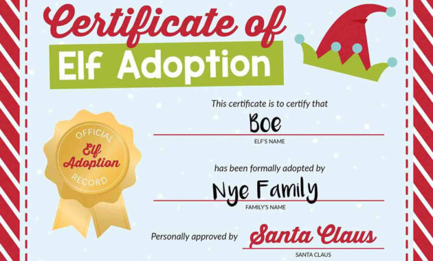 50 Of The Best Elf On The Shelf Names (Free Printables!) - I in Unique Elf Adoption Certificate Free Printable