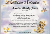 Baby Dedication Certificate Template | Baby Dedication with Pet Birth Certificate Template 24 Choices