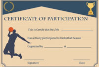 Basketball Participation Certificate: 10+ Free Downloadable in 10 Certificate Of Championship Template Designs Free