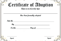 Blank Adoption Certificate Template (9) - Templates Example throughout Cat Adoption Certificate Template 9 Designs