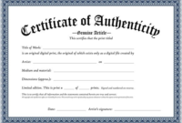 Certificate Of Authenticity Template (1) – Templates Example with Certificate Of Authenticity Free Template