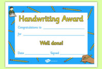 Handwriting Award Certificate with Handwriting Award Certificate Printable