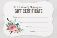 Painted Floral Salon Gift Certificate Template | Zazzle for Free Printable Beauty Salon Gift Certificate Templates