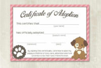 Pet Adoption Certificate Template, Fake Adoption Papers For inside Pet Adoption Certificate Editable Templates
