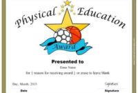 Physical Education Awards And Certificates - Free pertaining to Pe Certificate Templates