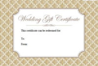 Printable Wedding Gift Certificates | Lovetoknow pertaining to Fresh Wedding Gift Certificate Template