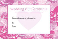Printable Wedding Gift Certificates | Lovetoknow within Wedding Gift Certificate Template