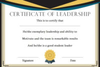 Student Leadership Certificate: 10+ Best Student Leadership pertaining to Best Student Leadership Certificate Template