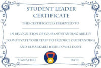 Student Leadership Certificate: 10+ Best Student Leadership pertaining to Student Leadership Certificate Template