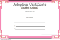 Stuffed Animal Adoption Certificate Template Free | Adoption for Unique Pet Adoption Certificate Editable Templates