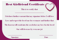 Surprise Your Girlfriend Using These 16+ Best Girlfriend pertaining to Best Girlfriend Certificate 10 Love Templates