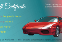 Automotive Gift Certificate Template 2