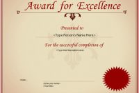 Award Of Excellence Certificate Template 11