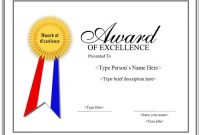 Award Of Excellence Certificate Template 2
