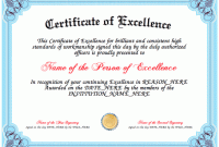 Award Of Excellence Certificate Template 3