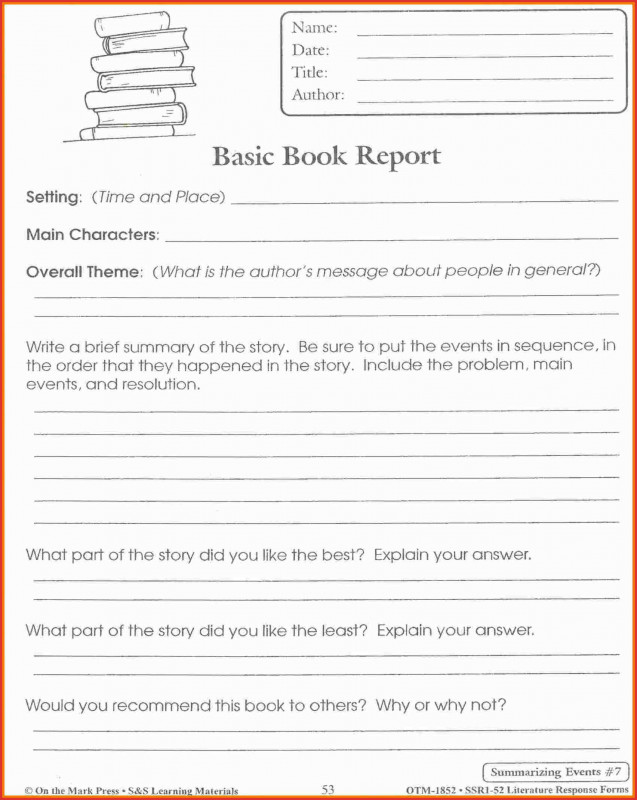 Book Report Template Grade 1 Unique Unique 5th Grade Book Report Job Latter
