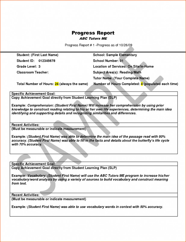 Educational Progress Report Template Awesome Example Of Progress Report for Students Meetpaulryan