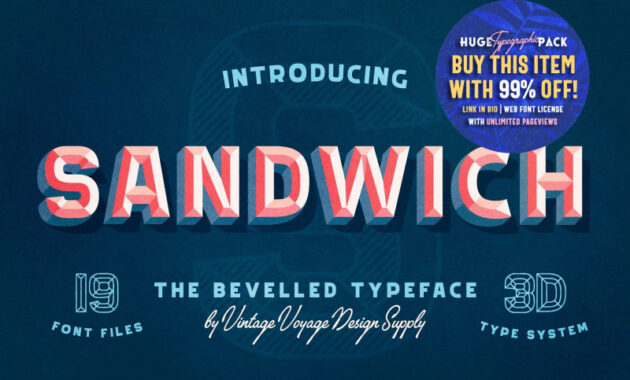 Sandwich Book Report Template New Sandwich • 50 • Bevelled 3d Type Display Fonts Creative Market