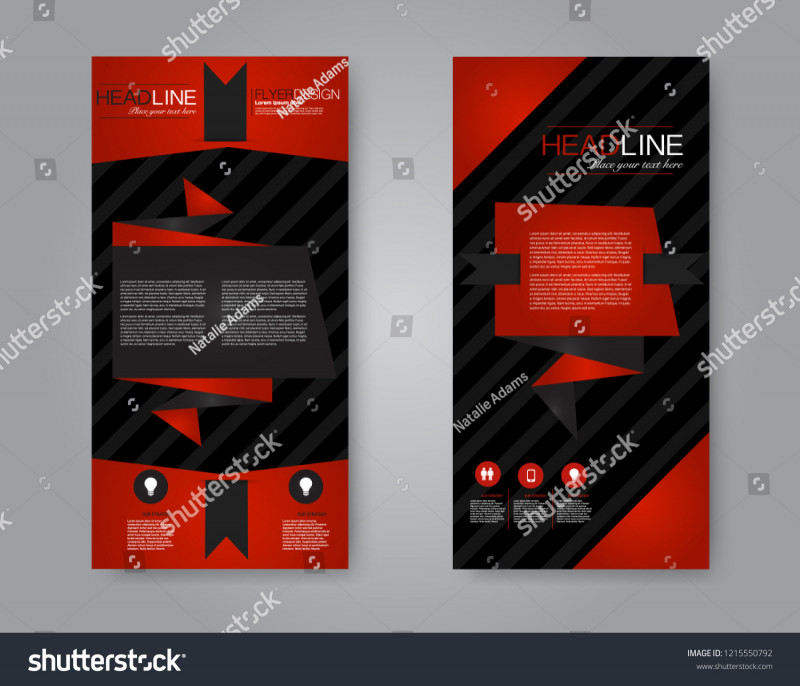 Double Sided Tri Fold Brochure Template New Narrow Flyer Leaflet Design Set Two Stock Vector Royalty Free