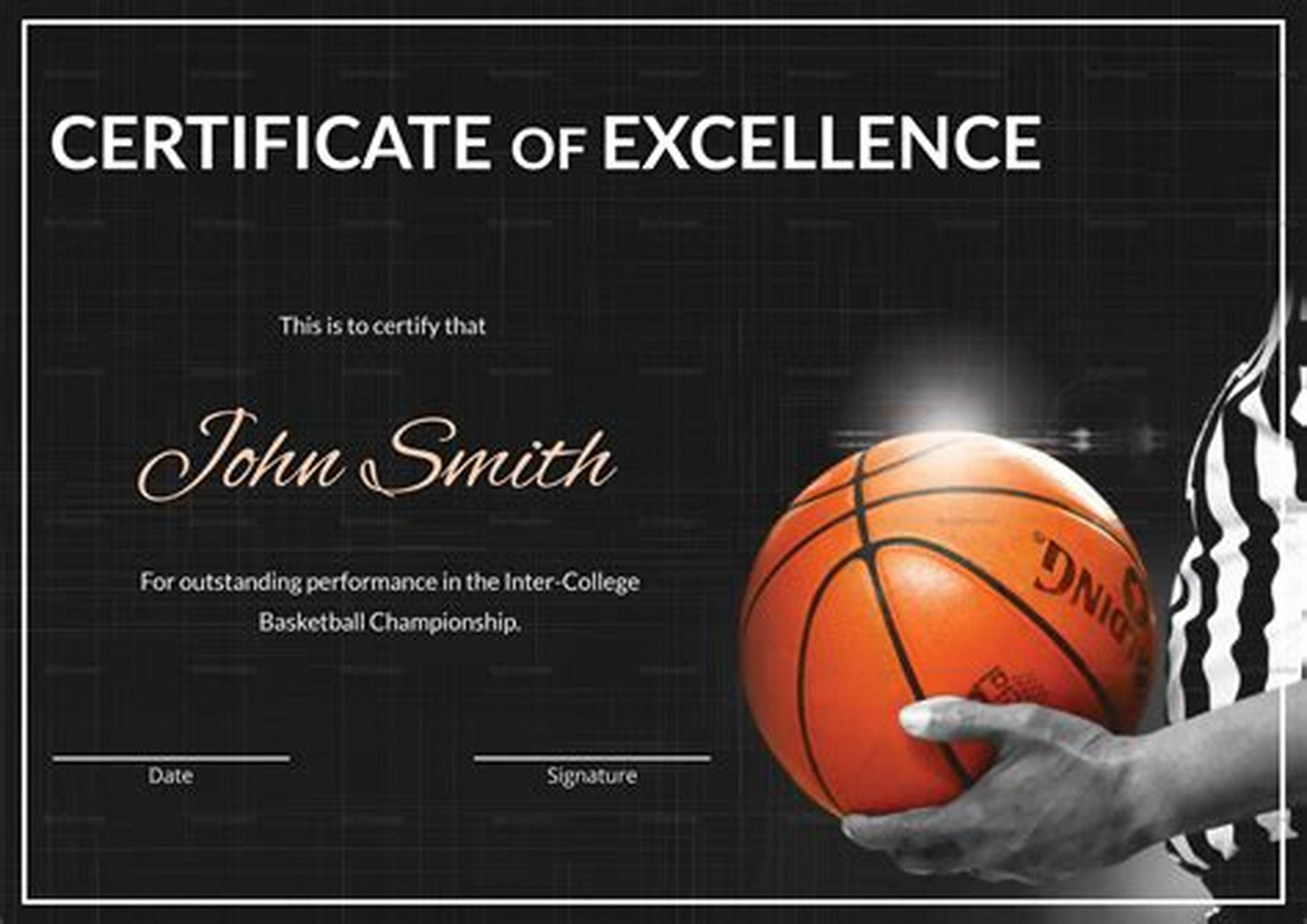 Basketball Certificate Template Free Download