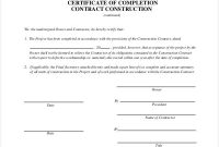 Certificate Of Completion Construction Templates 7