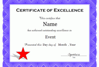 Certificate Of Excellence Template Free Download 2