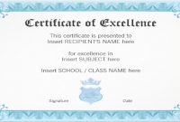 Certificate Of Excellence Template Word 8