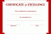 Certificate Of Excellence Template Wordv 2