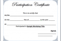 Certificate Of Participation Template Word 2