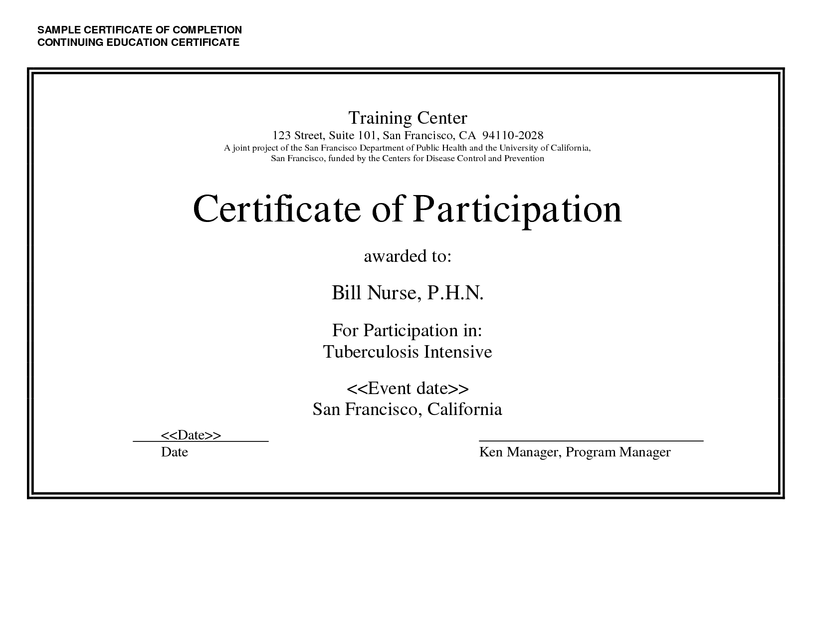 Continuing Education Certificate Template Best Templates Ideas
