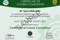 Green Belt Certificate Template 4