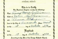 Roman Catholic Baptism Certificate Template 7