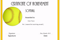 Softball Award Certificate Template 4