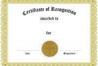 Template for Recognition Certificate