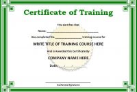 Template for Training Certificate
