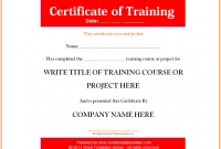 Training Certificate Template Word format