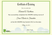 Training Certificate Template Word format 6