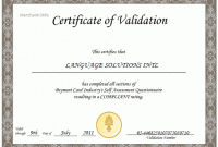 Validation Certificate Template 5