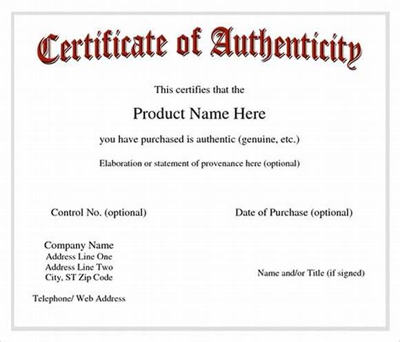 Certificate Of Authenticity Template 2 – Best Templates Ideas