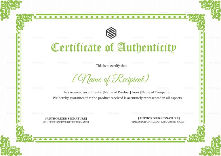Certificate Of Authenticity Template 7 – Best Templates Ideas
