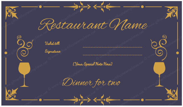 Dinner Certificate Template Free