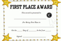 First Place Certificate Template 2