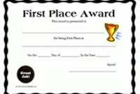 First Place Certificate Template 6