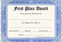 First Place Certificate Template 8