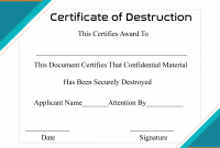 Free Certificate Of Destruction Template 4