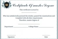 Masters Degree Certificate Template 2