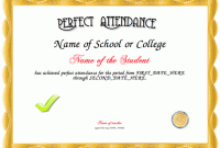 Perfect attendance Certificate Free Template 4